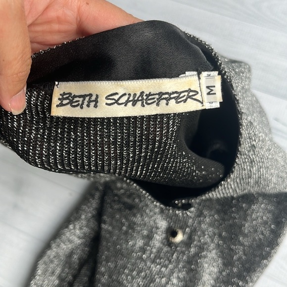 Vintage Palm Beach Beth Schaeffer Silver Metallic Cardigan Sweater M - Picture 7 of 7